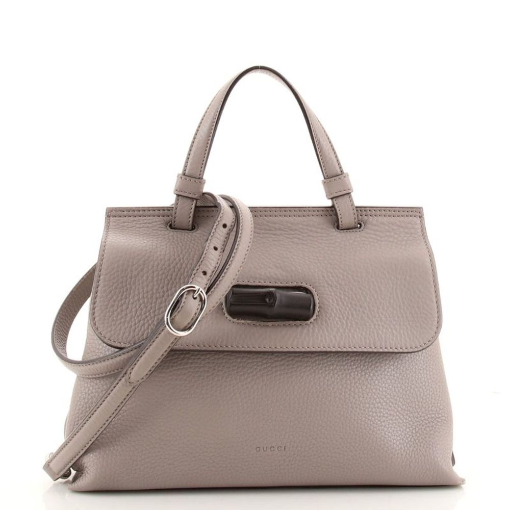 Gucci Bamboo Daily Top Handle Bag Leather Small Gray